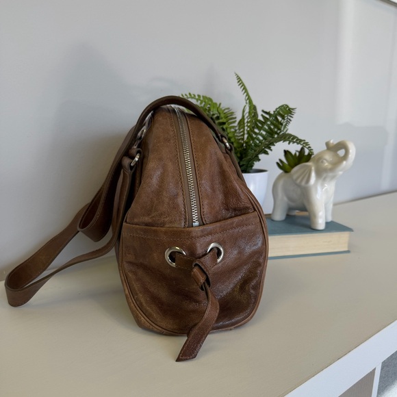 Cole Haan Done Satchel Brown Grommet II Unit Leather Bag Y2K - Picture 3 of 7